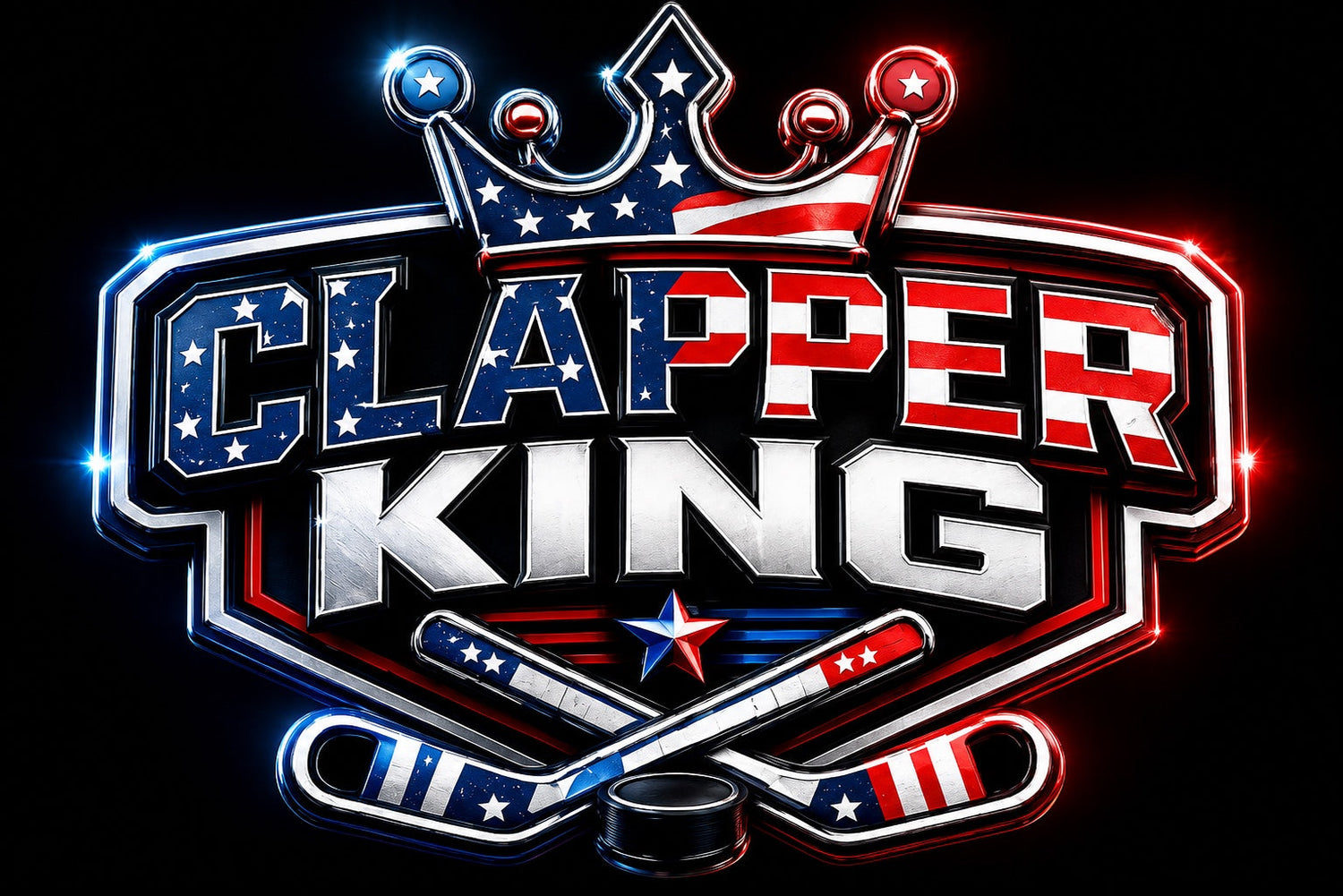 Clapper King patriotic America 250 hockey logo