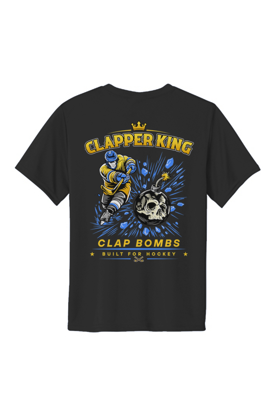 claps Bombs Gold Clapper King Youth Performance Tee