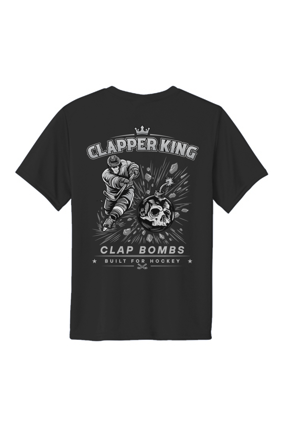 claps Bombs Silver Clapper King Youth Performance Tee
